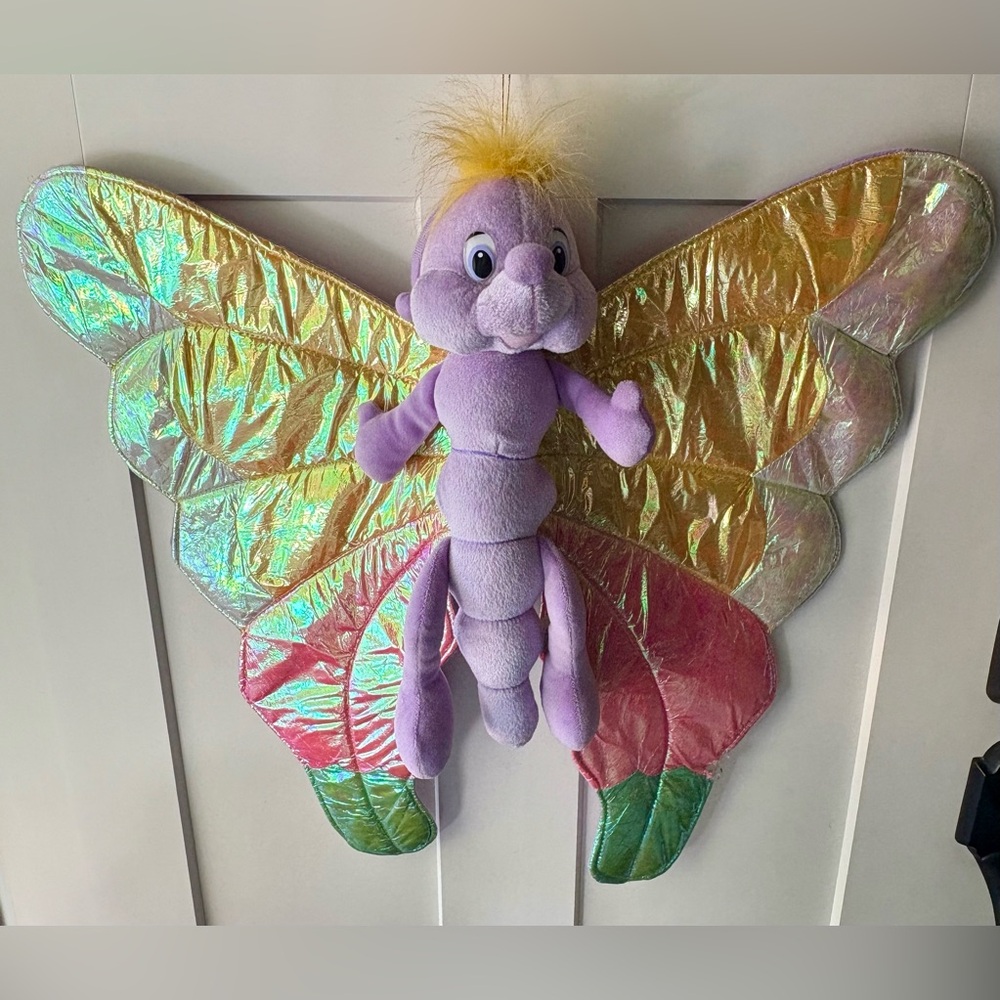 Vintage 1999 Carousel Toy Iridescent Butterfly Plush Stuffed Animal Rainbow Wing